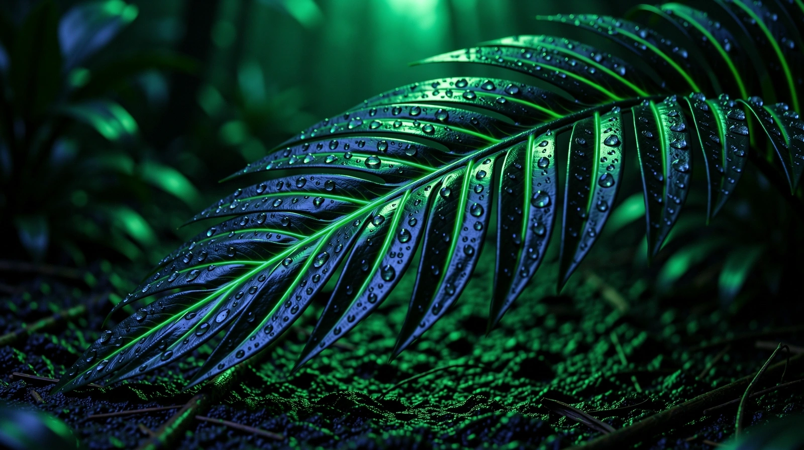 Macro emerald jungle foliage representing natural resilience